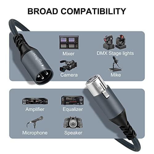 Twozoh Cable XLR Professionnel 3M, Tressé Câble Audio HiFi équilibré 3 broches XLR Mâle vers XLR Femelle