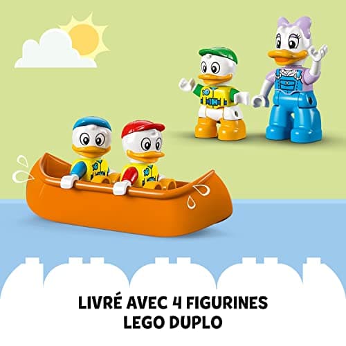 LEGO Duplo Disney Mickey et Ses Amis L'Aventure au Camping, avec Jouet Voiture, Canoë et Figurine Daisy Duck, Jeu de Construction de Caravane pour Enfants Dès 2 Ans, Filles et Garçons 10997