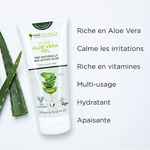 Gel à L’Aloe Vera PraNaturals 200ml Apaisant naturel et hydratant nourrissant (Paquet de 1)