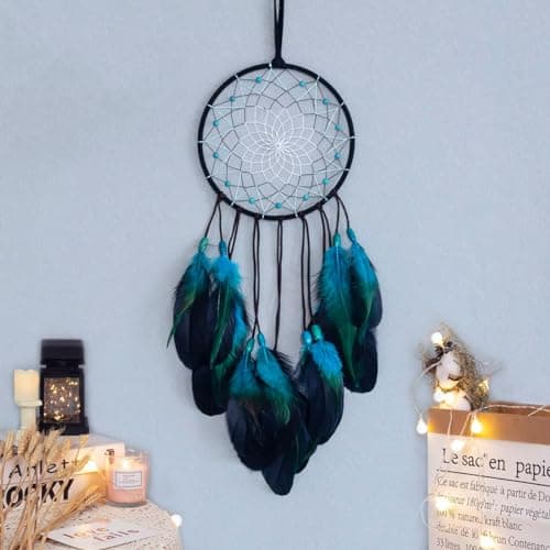 Lot de 100 plumes de coq - Plumes de faisan bleues et vertes - Plumes artificielles - Pour travaux manuels, grandes plumes de masque de fête, attrape-rêves, plumes de coiffe (15-20 cm)