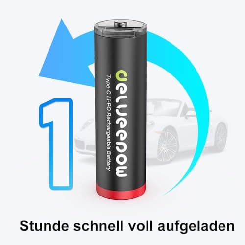 Delyeepow Pile Rechargeable AA 1,5V Lithium 3400mWh de Haute capacité,Pile AA Rechargeable USB C 4 Piles 1500 Cycle