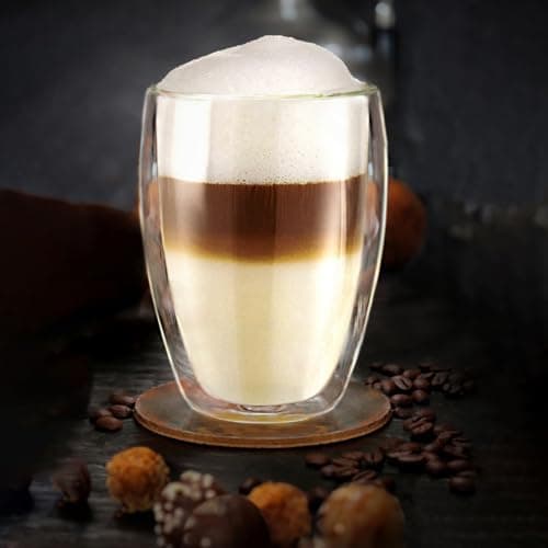 Creano Verre Thermique XXL à Double paroi 400 ML, Verre à café/Verre à thé/Latte Macchiato Extra Large résistant à la Chaleur en Verre borosilicaté, Lot de 6
