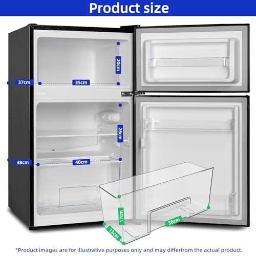 CHIQ FTM86L4E Réfrigérateur congélateur, 86 L (61/25), Petit réfrigérateur avec 2 portes, Congélation 4 étoiles, Casier à bouteilles, Thermostats réglables, Faible bruit, Foncé 2023