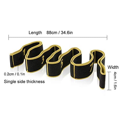 Yoga Stretch Strap, 34.6in Sport Fitness Indoor Yoga Force Training Resistance Belt Stretch Band Flexibility Trainer Stretching Strap for Physical Therapy, Pilates, Dance & Gymnastics(Jaune)