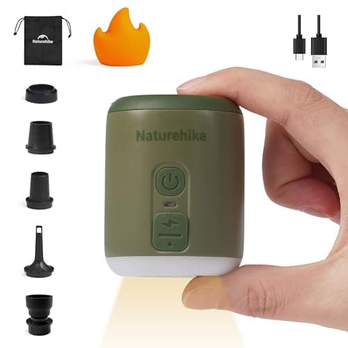 Naturehike Wind-Mini 1600 mAh Pompe à air à Batterie Rechargeable USB-C Mini Pompe à air de Camping Pompe à air électrique portative éclairée Pompe à air sur Coussin d'air avec 6 Buses d'air