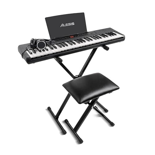 Alesis Melody 61 MK4 Clavier Piano 61 Touches avec Accessoires | Portable, 300 Sons, Modes Split/Layer, Inclus Cours, Stand, Banquette, Microphone et Casque, pour Débutants