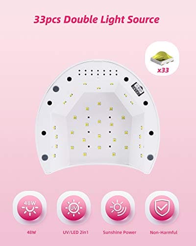 SUNUV Lampe de séchage pour ongles pour salon, compatible avec tous les gels, sèche-ongles automatique portable professionnel, 33 LED, 4 réglages de minuterie : 10/30/60/90 secondes