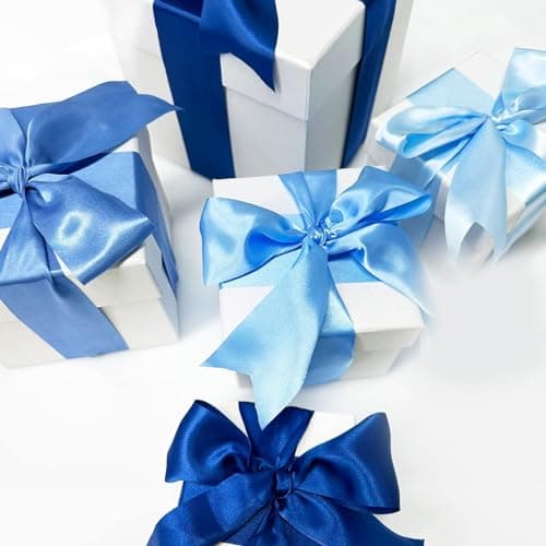 Wekuw 4 Rouleaux de Satin Bleu Ruban de Satin Bleu Clair 2cm x 22m, Ruban Satinée Ruban Tissu pour Emballage Cadeau, Couture, Artisanat, Ballon, Bouquet de Mariée