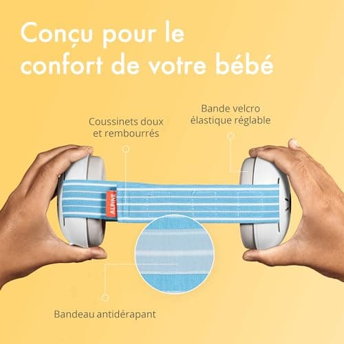 Alpine Muffy Baby Casque Anti Bruit Bébé : Protection Auditive Pour Bébés et Tout-Petits Jusqu'à 36 Mois - Certifié CE - Améliore le Sommeil Pendant les Déplacements - Réglable et Confortable - Bleu