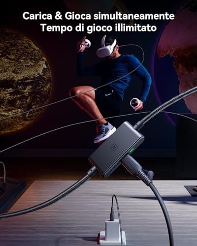 INIU Câble Link 5m, Compatible avec Meta Oculus Quest 3s Quest 3 2 1 Quest Pro, Pico 4 Accessoire et PC Steam VR, Câble de liaison USB 3.0 haute vitesse de transfert de données USB C