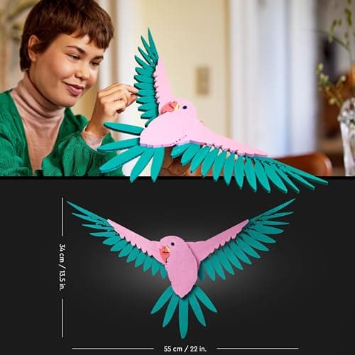 LEGO Art La Collection Faune – Les Perroquets Ara, Décoration Murale de Motif d'Oiseau, avec Image de Perroquet, Activité Manuelle pour Adultes, Cadeau pour Femmes, Hommes, Elle et Lui 31211