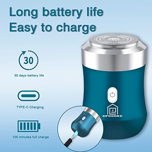 Opdooke Mini rasoirs électriques pour hommes et femmes, rasoir électrique de voyage, durée de vie de la batterie rechargeable de 120 minutes, rasoir étanche lavable de poche portable pour le rasage