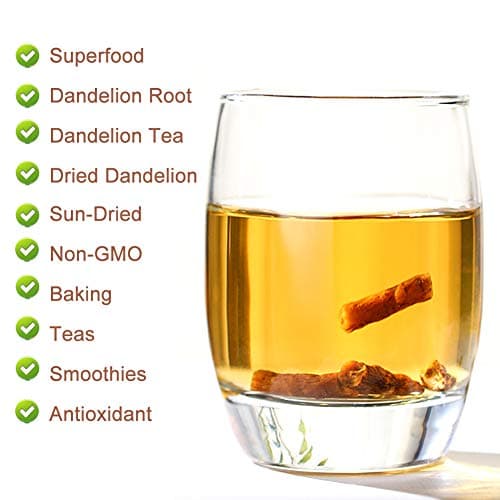 Plant Gift Racine de pissenlit coupée 130 g, thé en vrac à la racine de pissenlit torréfiée, végétalien, sans OGM, sans gluten, supplément de pissenlit pur, soutien fort, thé sain