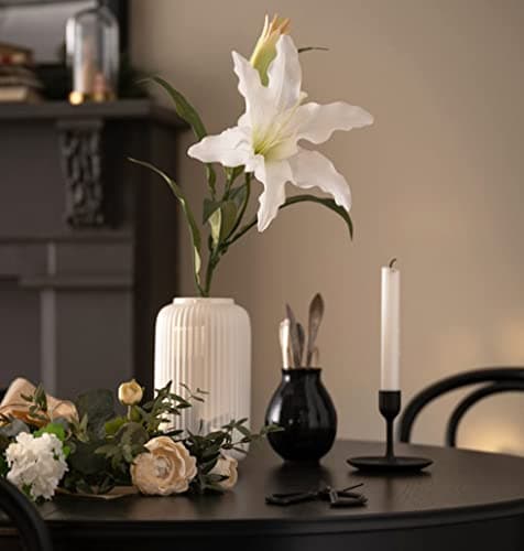 Hauteur 20 cm Vase Côtelé en Ceramique Blanc pour Pampa, Vases Decoratif pour Centre de Table Decoration