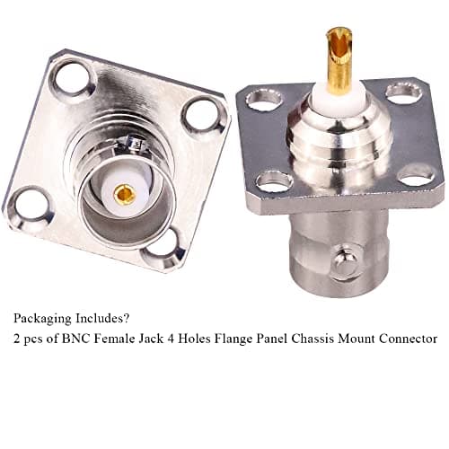 TUOLNK 2 Pack BNC Femelle 4 Trous Panneau À Bride Montage Sur Châssis Connecteur À Souder Coaxial RF Adaptateur Coaxial Convertisseur pour Câble Coaxial/Périphériques Lan Sans Fil