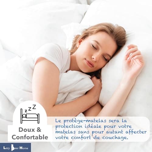 Lazy Bear Home | Protège Matelas 140x190/200 cm Imperméable Jersey 100% Coton, Alèse Drap Housse Grand Bonnet 30 cm | Marque Française, Fabriqué UE