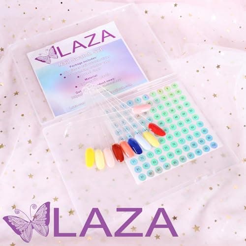 Laza 100 bâtonnets d'échantillons d'ongles transparents avec anneau et autocollants numérotés Nail Art Polish Color Display Practice Tips Transparent Sample Sticks Tester Nail Supplies - Stiletto