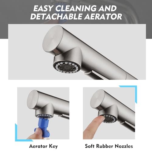 CREA Robinet Mitigeur D'évier de Cuisine avec Douchette Extractible, Robinet pour Cuisine à Monolevier avec pulvérisation Nagnétique Rétractable, Acier Inoxydable brossé mat
