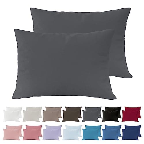 MOHAP Lot de 2- Taies d'oreiller Gris 50x70cm Housse d'oreiller avec Une Fermeture Eclair en Microfibre