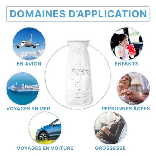 25x ARNOMED Sac à vomi, sacs à vomir en LDPE étanches aux liquides, sacs à vomir avec anneau anti-fuite, sacs à vomir 2000 ml, sac vomi, sac a vomi voiture, sac à vomi voiture enfant, sac vomi