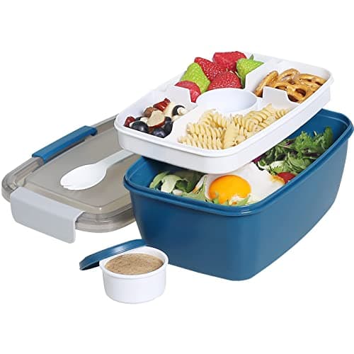 Greentainer To Go Récipient à salade avec bol à salade de 2L, grande boîte à déjeuner Bento avec couvercle, sans BPA, passe au micro-ondes et au lave-vaisselle