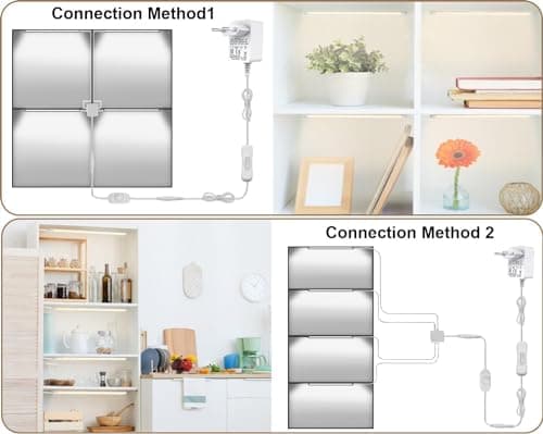 Cefrank LED Vitrine Kit d'éclairage en Forme de V – Lot de 4 lampes sous-unité à intensité variable,Barres Lumineuses de 30 cm,Total de 1200lm,Tous les Accessoires Inclus, 12W (Blanc, 6000k)