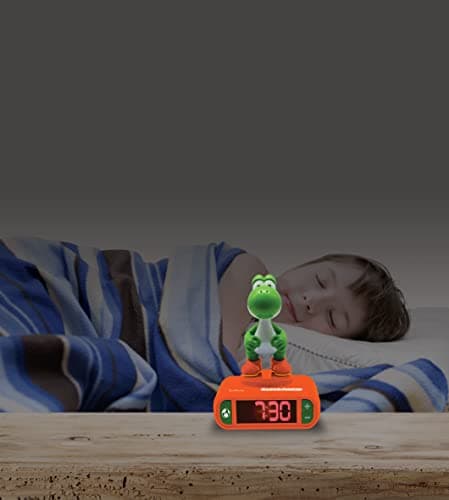 Lexibook - Réveil Nintendo Super Mario - Effets sonores Super Mario - Horloge Réveil Garçons - avec Snooze- Orange/Vert - RL800NI1, Taille unique
