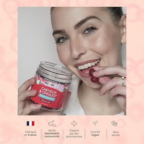 Mium Lab - Cure 21 jours - Pousse & Fortification Cheveux et des Ongles - Cliniquement testé & Hautement dosé (10000% Biotine) | Gummies Goût Fruits Rouges Sans Sucre | Fabriqués en France
