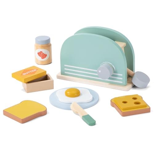 Jouet en Bois Jeux de Rôle Fille Jeux de Cuisine pour Enfants Filles Garçons 3-8 Ans Cadeau de Noël (Bleu)