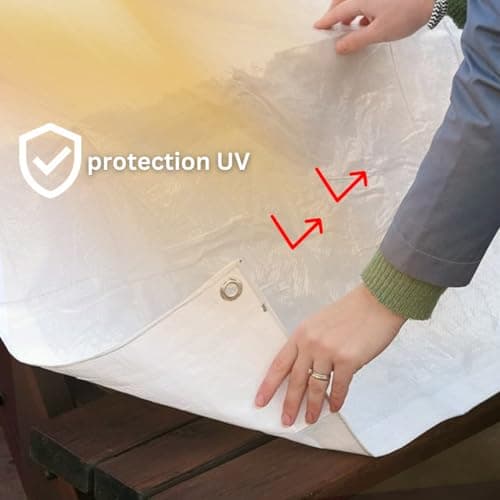 Perfect Cover Bâche imperméable avec œillets, en tissu, pour sol, tapis de tente pour camping et jardin extérieur, disponible en plusieurs tailles et couleurs, 12 x 15 m, 180 m2, 150 g/m2, blanc