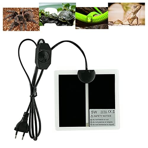 FIPASEN Tapis Chauffant Reptile, Coussin Chauffant Terrarium Réglable avec Contrôle De La Température pour Reptiles -Tortue, Serpents, Lézards, Geckos, Araignées - Chauffant Aquarium (5W: 15x14CM)