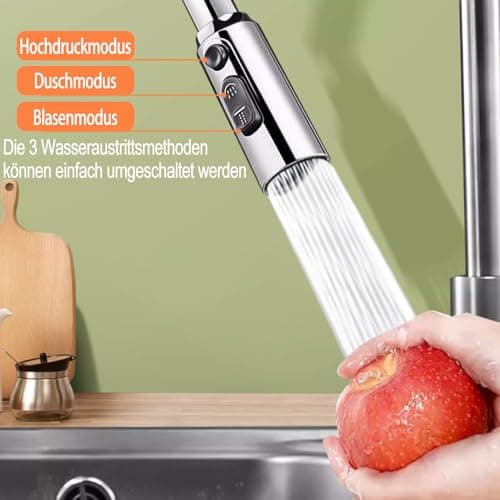 Mousseur Robinet 360° Pivotant pour Cuisine, Aérateur de Robinet Évierr, Robinet Barboteur avec Tuyau Prolongé, Filtre de Buse Tête, avec 5 Adaptateur Fileté de Buse pour M22 à M20,M22,M24,G1/2,FM20