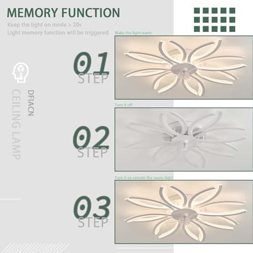 Grand Ventilateur De Plafond Avec Lumière Dimmable Chambre Silencieux Ventilateur Plafond Avec Lumiere Et Telecommande APP Réversible 6 Vitesses Lustre Ventilateur Timer