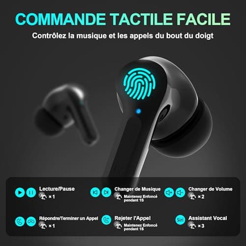 Ecouteurs Bluetooth sans Fil, Bluetooth 5.3 Ecouteurs sans Fil,Ecouteurs Hi-FI Son Stéréo,Écouteurs 35H Durée de Lecture CVC Réduction de Bruit USB C Casque for iOS Galaxy Xiaomi Oppo Android