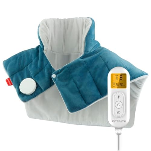 Comfytemp Coussin Chauffant Nuque, Coussin Chauffant pour le Cou et les Épaules, pour Soulager la Douleur Cou, Épaules et Dos, 9 Niveaux de Chaleur, Arrêt Automatiques, Lavable en Machine, 48 × 56cm