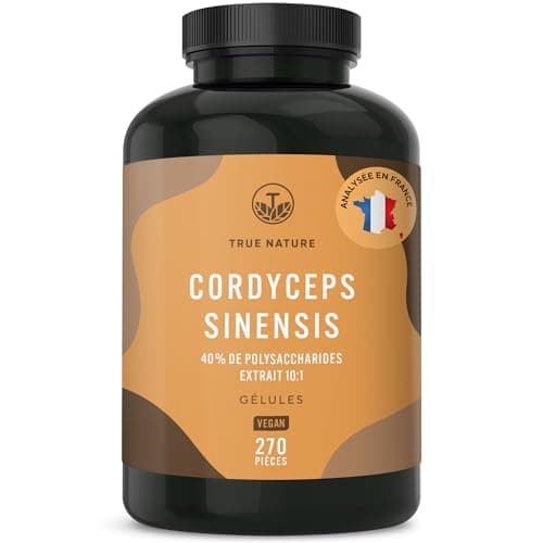 Champignon Cordyceps Sinensis - 6.500mg de CS-4 (10:1) - 270 Gélules - Bien-Être & Performance Sportive - 40% de Polysaccharides Bioactifs - Vegan - Sans: Additifs, Gluten & Lactose - TRUE NATURE