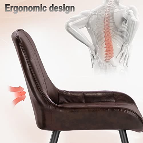 WOLTU Lot de 6 Chaises de Salle à Manger, Chaises Relaxantes en Simili Cuir, Chaises Scandinaves Ergonomiques avec Dossier pour Salon, Salle de séjour, Cuisine, Chambre, Marron foncé, BH332dbr-6