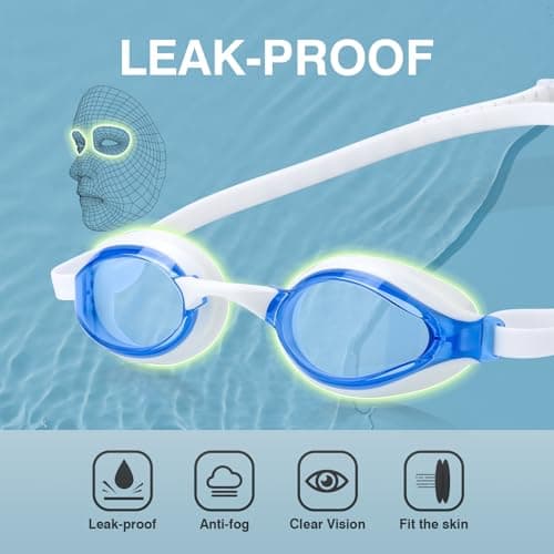 Dizokizo Lunettes de Natation Confortables,Sans Fuite, Lunettes de plongée Anti buée, Protection UV, Lunettes de Piscine pour Adulte Homme Femme