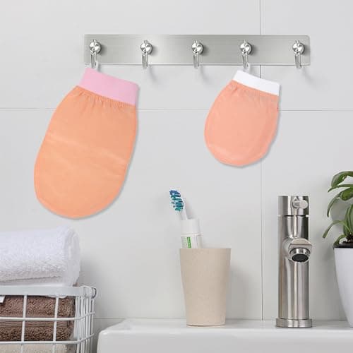 SRLWMYI 3 en 1Gants Exfoliants en Soie pour Visage & Corps Chouchou Satin Coffret Corps & Visage Favorise le Renouvellement Cellulaire et Enlève les Peaux Mortes Sans Savon.