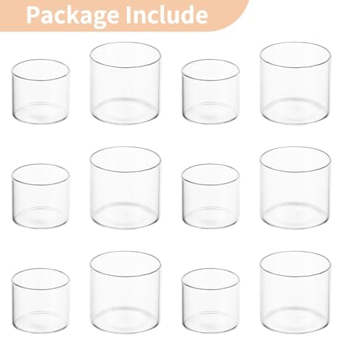 NUPTIO Porte-Bougies À Réchaud en Verre: 12 Mini Porte-Bougies À Réchaud Bougies Flottantes en Cristal Décoration Table Lors de Mariages en Plein Air de Fêtes de Fin D'année 4 cm & 5 cm Hauteur