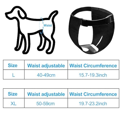Magrimaxio Couche pour Chien Femelle, Culotte Chiennes, Lot de 3 Couches Chien Lavable avec 30 Serviettes Hygiéniques, Couche pour Chiennes en Chaleur, Culotte Menstruelle pour Chien, Noir (L)