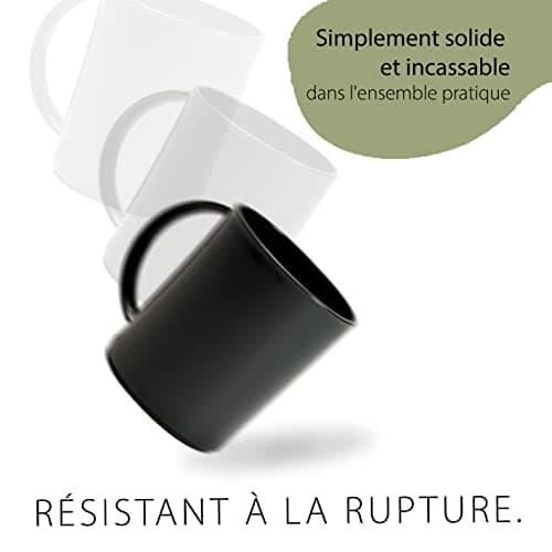 Hausfelder tasses café plastique, lot de 6, lot de mug, 6 x 360 ml, lot de tasse