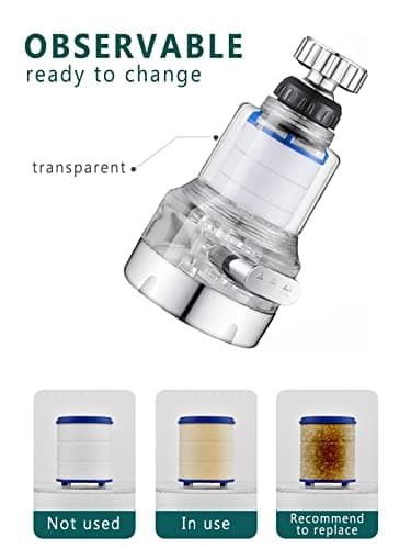 Acdolf Filtre à Eau du Robinet, Filtre à Robinet Rotatif à 360°, Purificateur d'eau de Robinet de Cuisine et Salle de Bains, 3 Modes de Fonctionnement