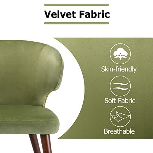Wahson Chaise Bois Salle à Manger en Velours Lot de 2 Chaises Salle a Manger en Bois Massif Chaise Bois Vintage avec Pieds Bois, Vert