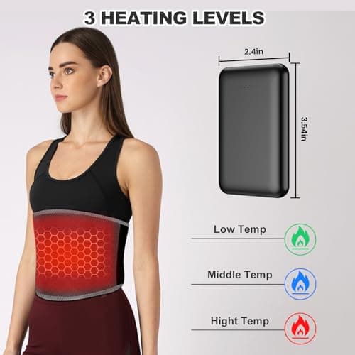 Arlierss Graphène Ceinture Chauffante Lombaire avec Batterie 5000mAh, Coussin Chauffant avec 3 Niveaux de Température, Ceinture Lombaire Chauffante avec Arrêt Automatique