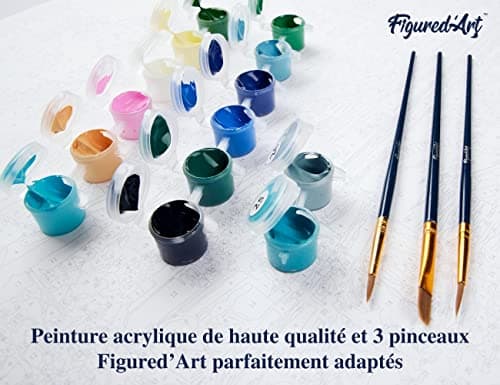 Figured'Art Peinture par Numéro Adulte avec Cadre Visite du canal de Venise - Activité Manuelle Kit de Loisir Créatif DIY Numéro d'Art Complet - 40x50cm toile tendue sur châssis