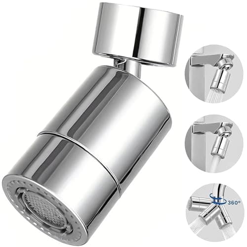 360° Pivotant Aérateur de Robinet, 2 Modes Embout Robinet Cuisine, Mousseur Robinet Economie Eau, Pour Robinet Pour lavabo de Cuisine de Salle de Bain (Argent)