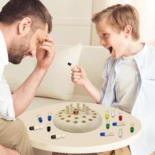 Jeux de Mémoire en Bois, Jeu Montessori 4 Ans Jeu de Plateau Jouets Éducatifs Jeux de Société Enfant Memory Chess Méliorent la Mémoire et la Cognition des Couleurs Jeu Echec Bois Cadeau pour Enfant