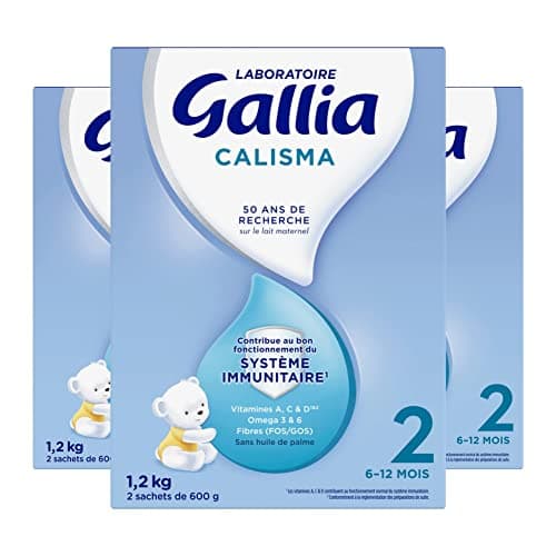 Laboratoire Gallia - Calisma 2ème âge - Lait en Poudre Enrichi en Vitamines A, C & D - Sans Huile de Palme - Bébé de 6 à 12 mois - Lot de 3x1,2kg
