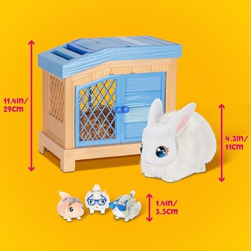 Little Live Pets Mama Surprise - Lapin Occupe-toi de la Maman Elle Attend 3 bébés ! Lapin interactif et Set de Jeu clapier Plus de 20 Sons et réactions Accessoires pour Les bébés À partir de 4 Ans